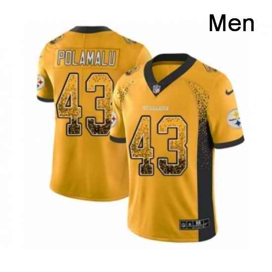 Mens Nike Pittsburgh Steelers 43 Troy Polamalu Limited Gold Rush Drift Fashion NFL Jersey